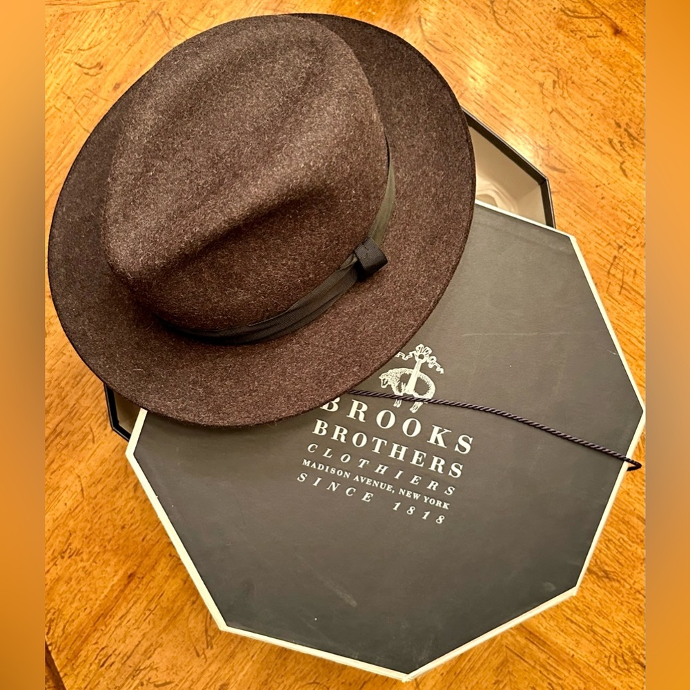 Vintage Brooks Brothers Fedora 100% Rabbit Fur Hat with Box Size Large NOS